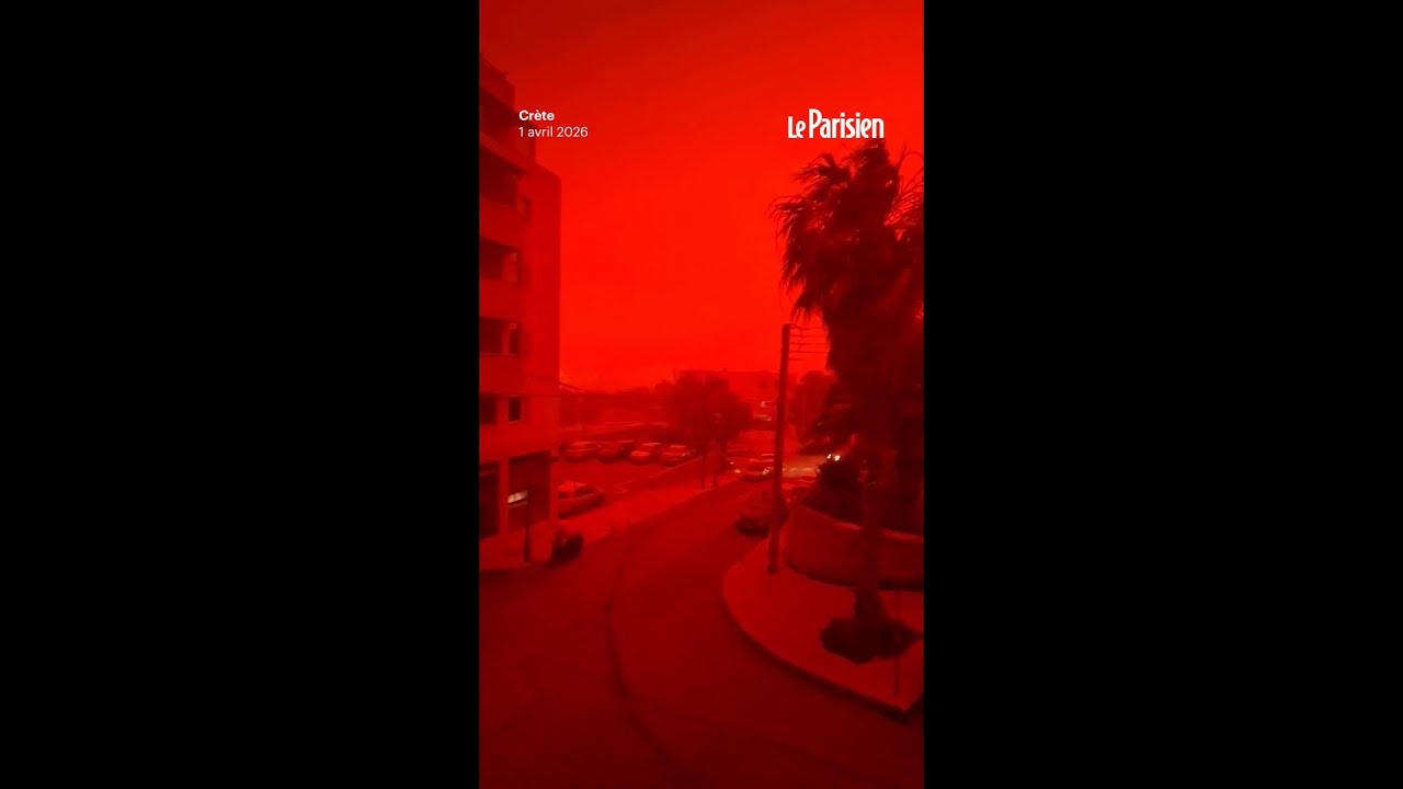 En Cr&egrave;te, une temp&ecirc;te de sable teinte le ciel en rouge