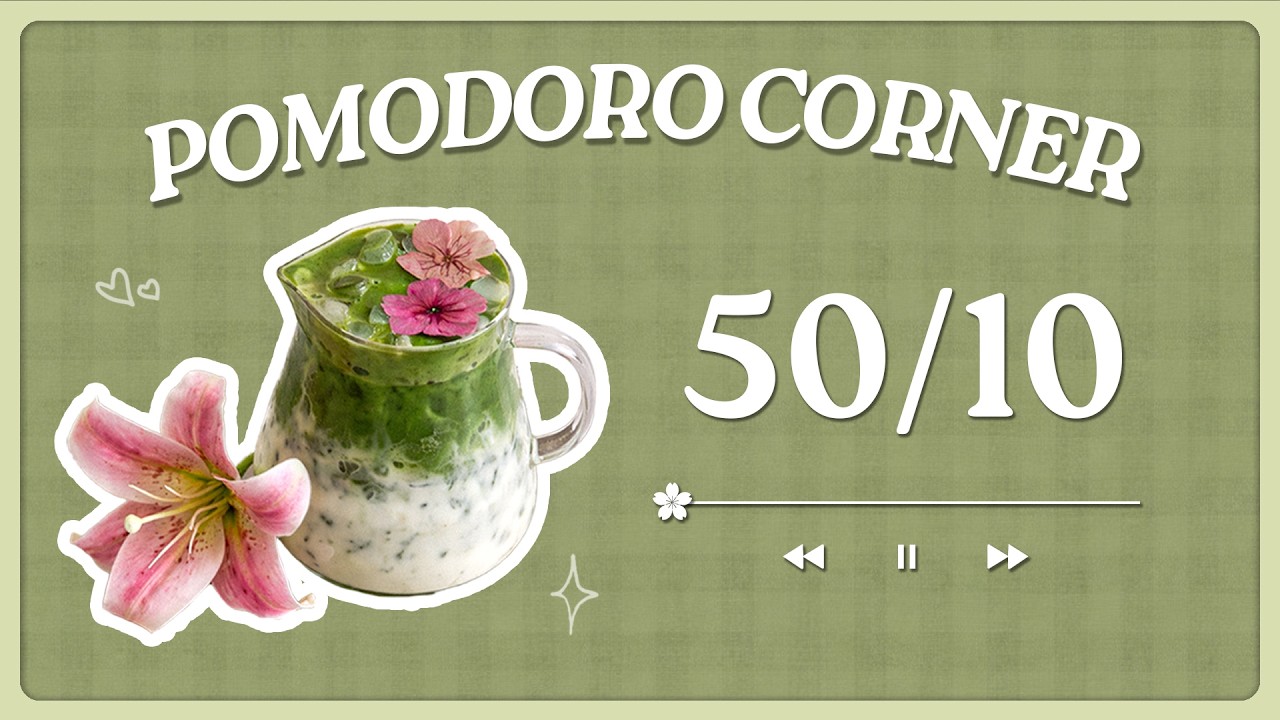 Lily Matcha Latte 🌿 3-hour study with me 50/10 pomodoro | study with me◦ adhd for studying 🎧