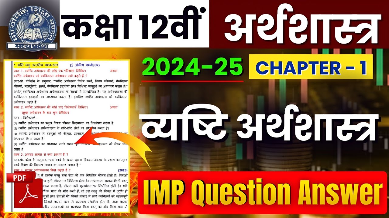 12th Economics Chapter 1 व्यष्टि अर्थशास्त्र | IMP Question Answer | MP Board Exam 2025