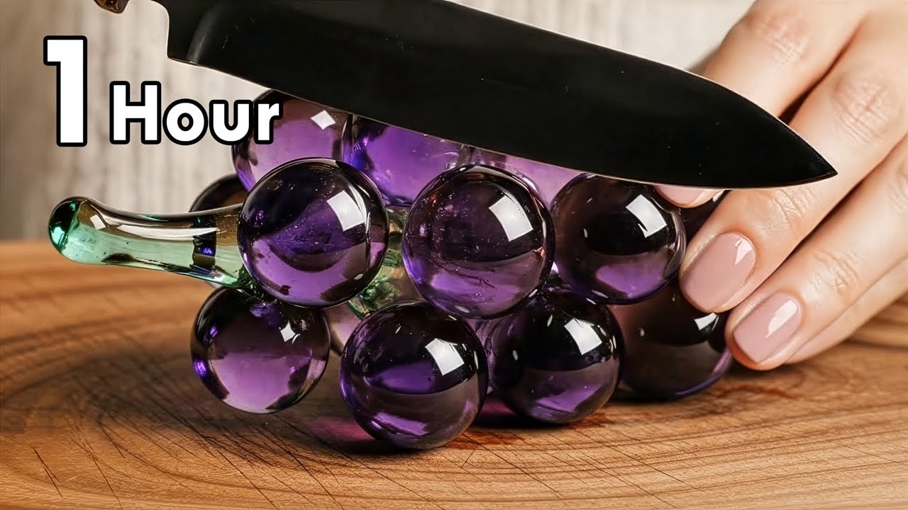 1 Hour Satisfying Glass Fruit Cutting ASMR 💎 Compilation [No Talking]　ガラスのフルーツカット総集編 [睡眠用・作業用]