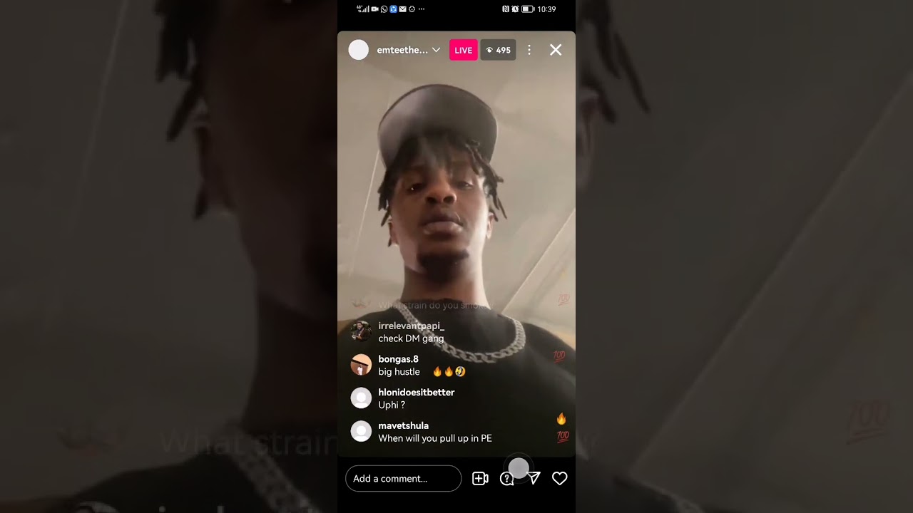 Emtee live video on Instagram