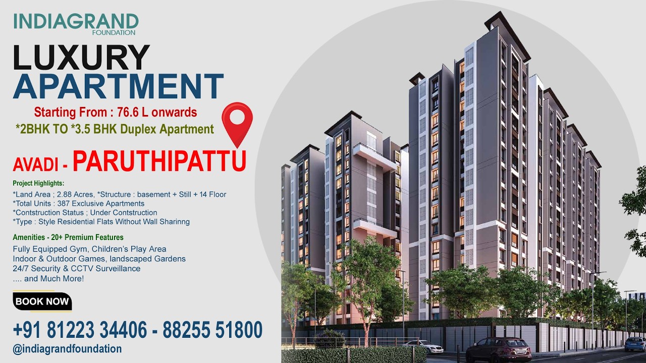 Paruthipattu ✨ ₹76.6 Lakhs – Brand New 2BHK Apartment for Sale | Prime Location |