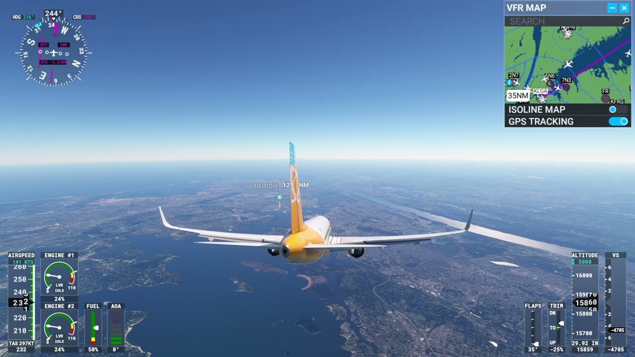 Connecticut to New York (Microsoft Flight Simulator)