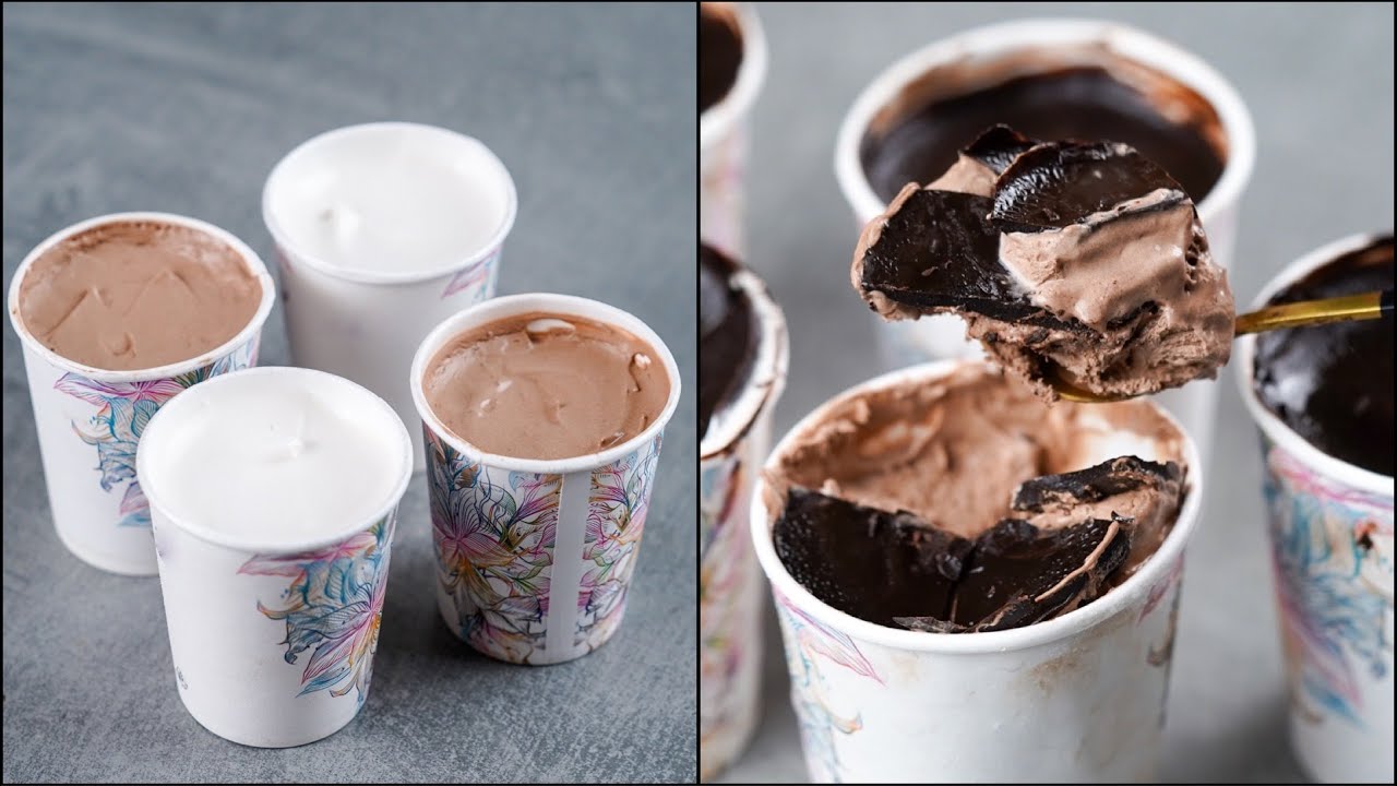 CUP ICE CREAM RECIPE | MAGNUM ICE CREAM IN CUP | CUP ICE CREAM | CHOCOLATE & VANILLA ICE CREAM