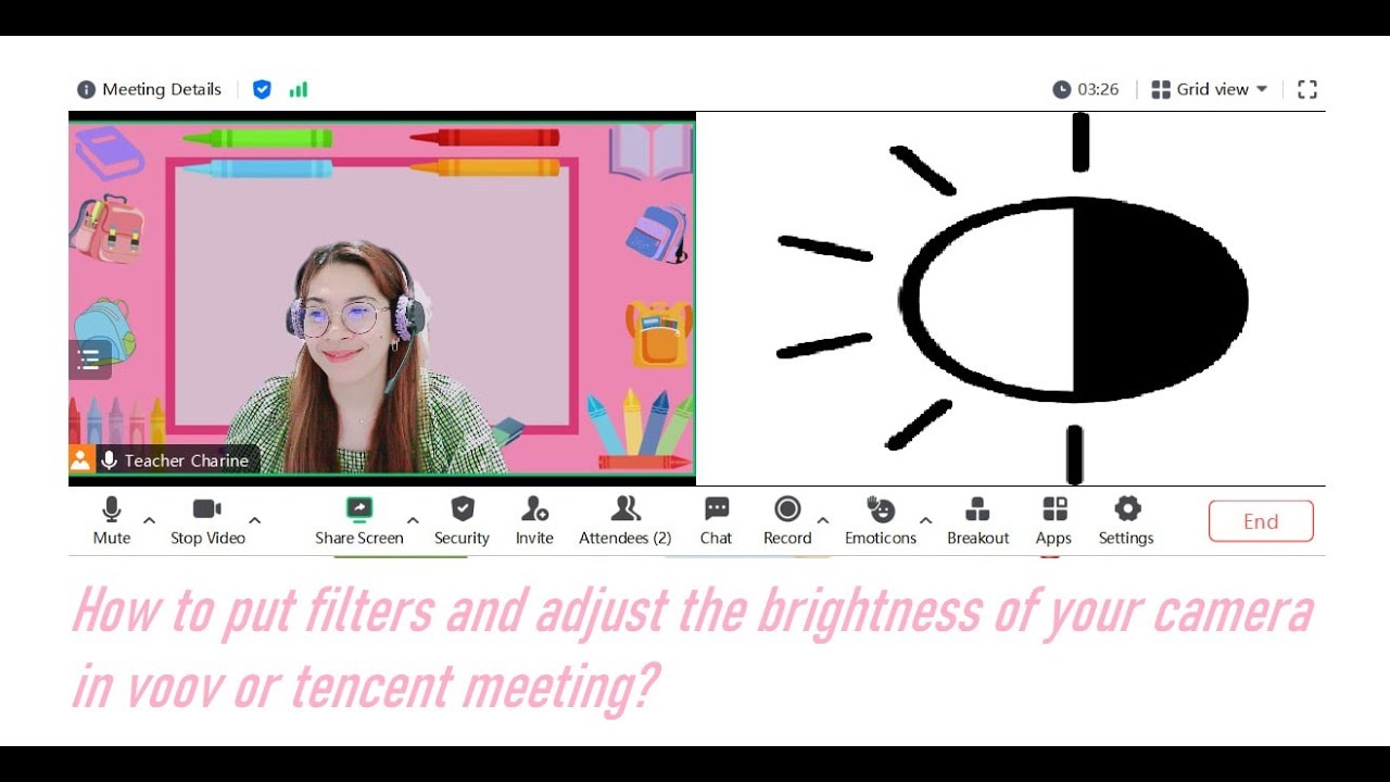 How to put filters and adjust the brightness of your camera in Voov or Tencent meeting?