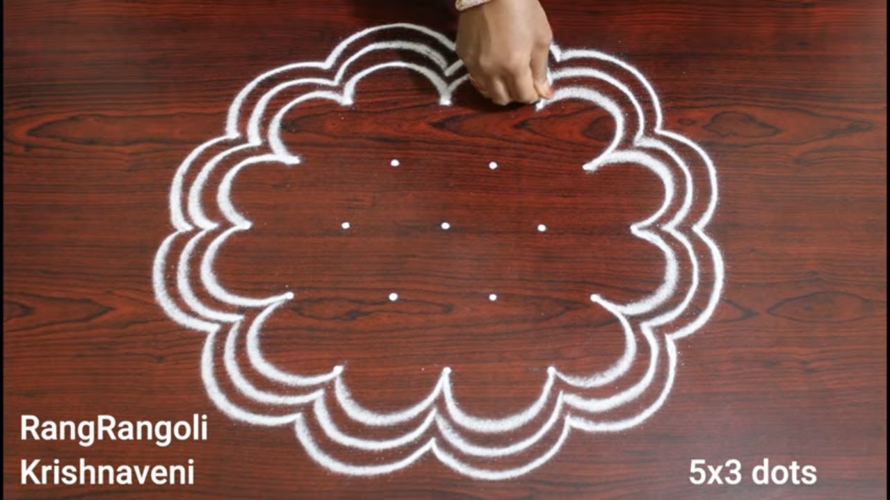 Sankranthi Muggulu🌺5x3 dots New Year Rangoli 2023🌺Pongal Kolam🌺RangRangoli Krishnaveni