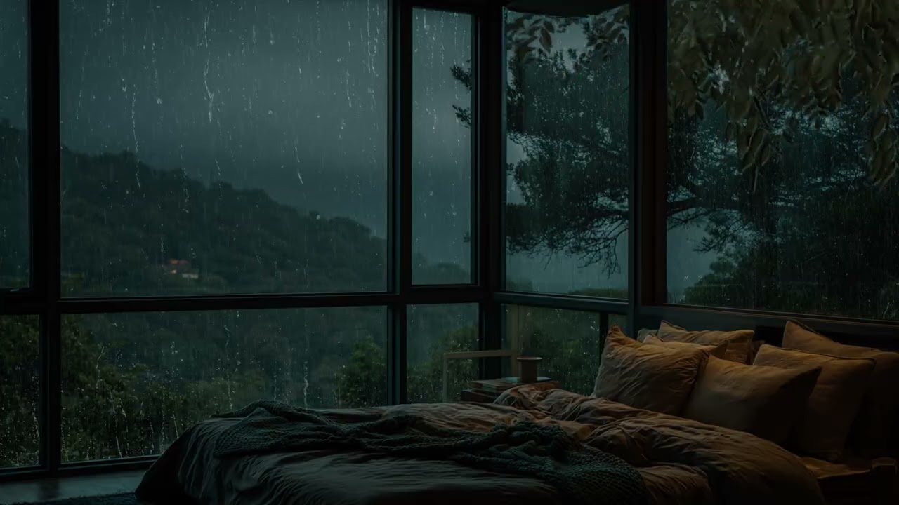 Rain slips between late hours 🌿 while the house listens and time forgets to hurry
