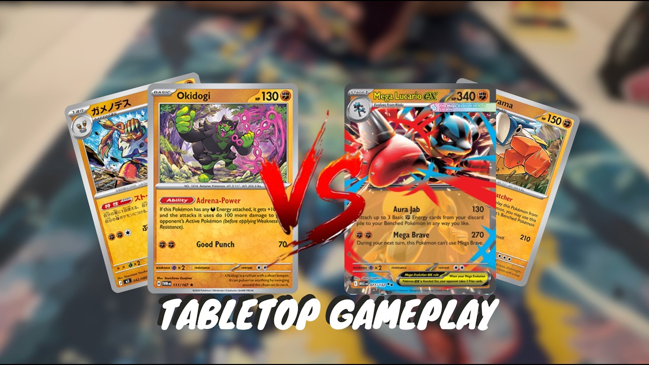 Can baby Okidogi beat Mega Lucario Ex? | Tabletop Gameplay w/ commentary