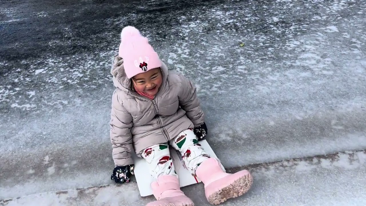 First time play with the ice #kids #snow #2026 #january #viral #bestmoments 