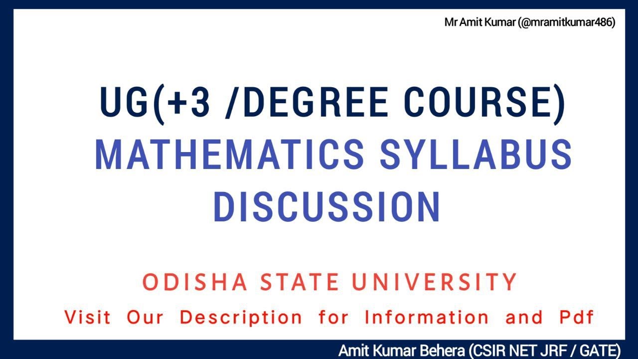 +3 Mathematics Honours Syllabus Discussion for all Degree Colleges under Odisha State University
