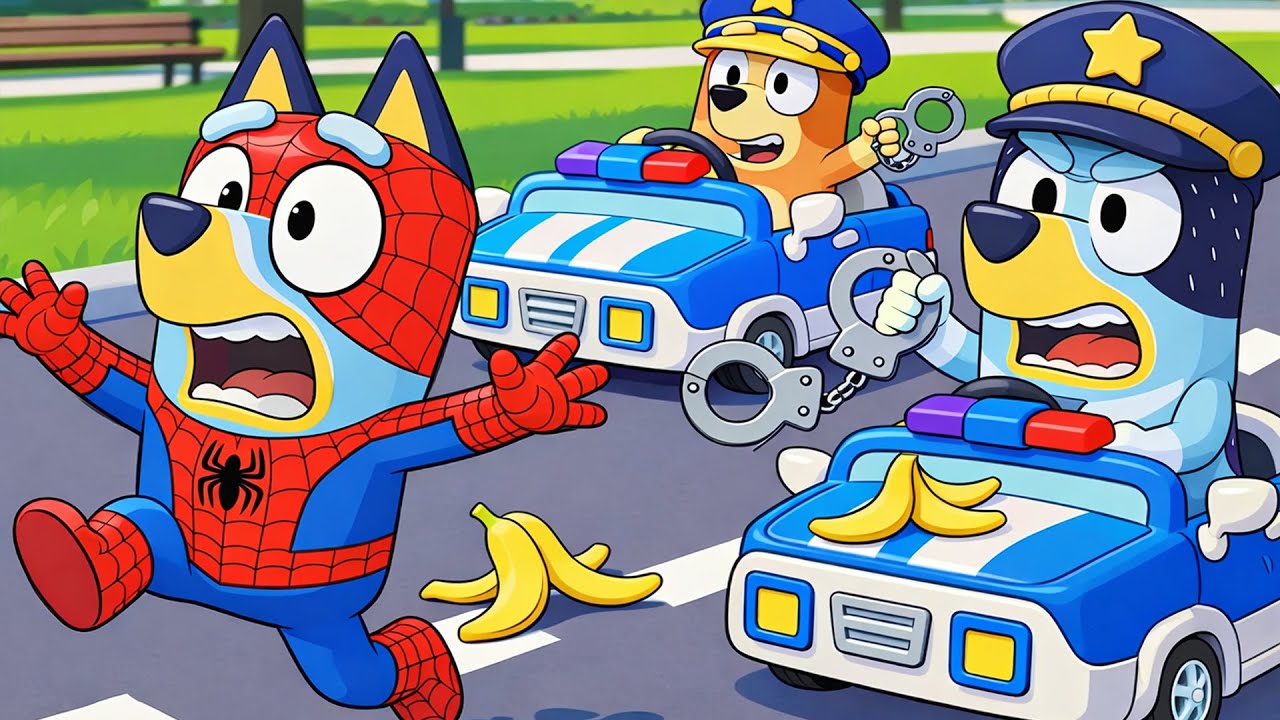 Spider Bingo on the Run! 🕷️🍌 | Bluey and the Police Chase! 🚔 | Bluey Funny Animation