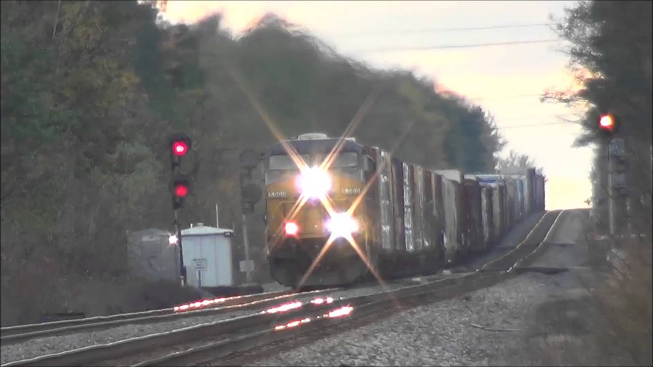 CSX Light Power Meets CSX Freight Train Long Range View