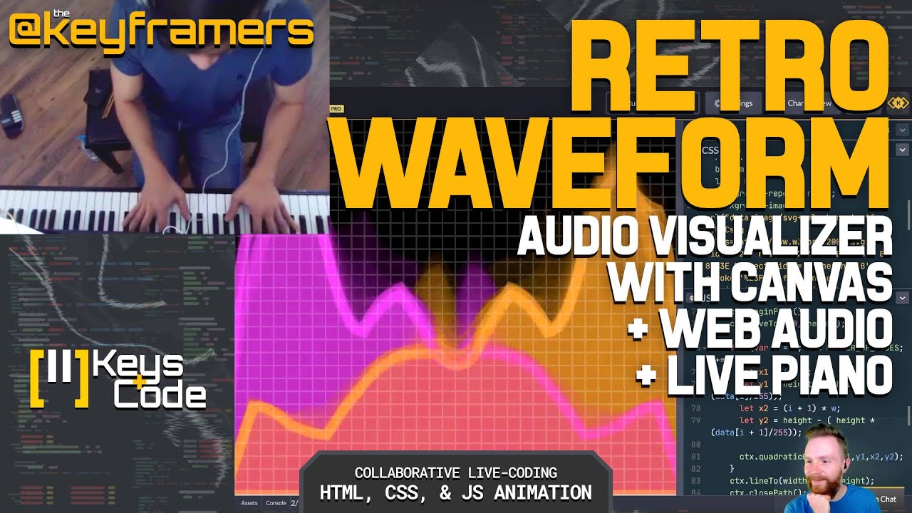 Retro Waveform Audio Visualizer with Live Piano Performance | [╹╹] Keys+Code, @keyframers 2.37