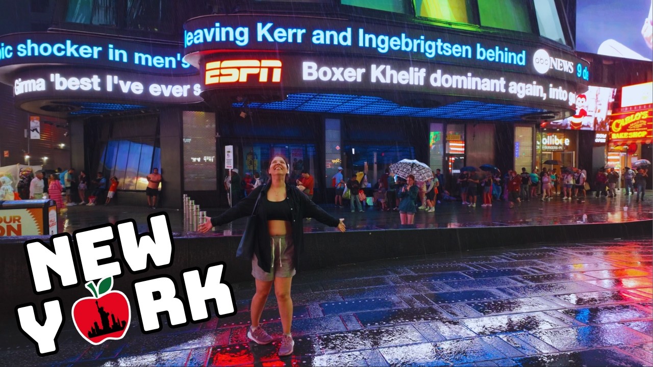 NYC Downpour Walk 4K☔ Heavy Rain Midtown Manhattan via 5th Ave & Times Square Summer Storm ASMR 2024