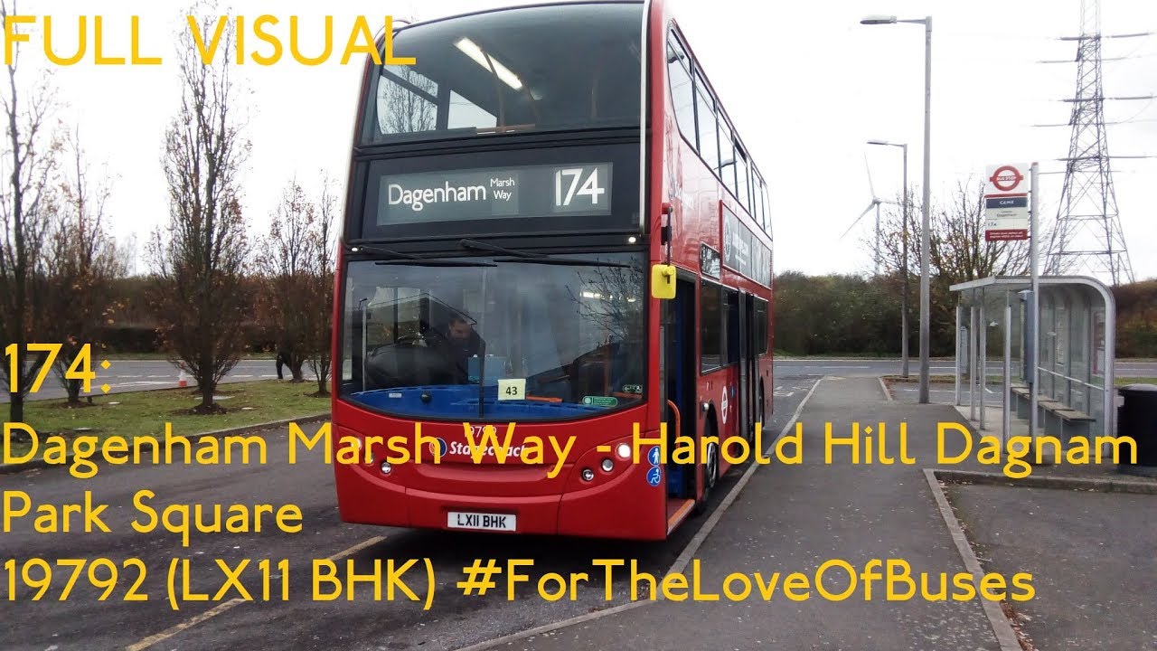 FULL ROUTE VISUAL | London Bus Route 174: Dagenham to Harold Hill | 19792 (LX11 BHK)
