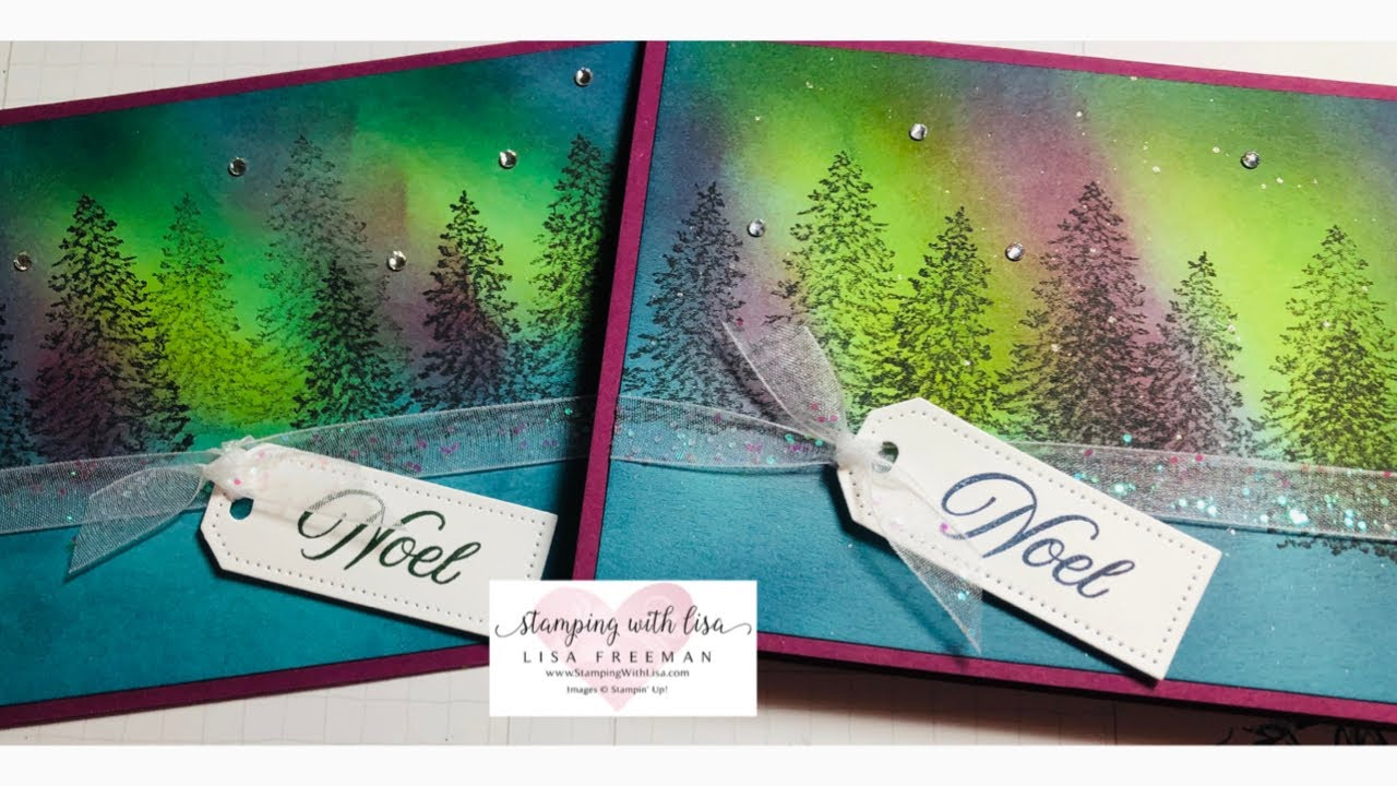 Northern Lights Technique Featuring Peaceful Cabin from Stampin Up!
