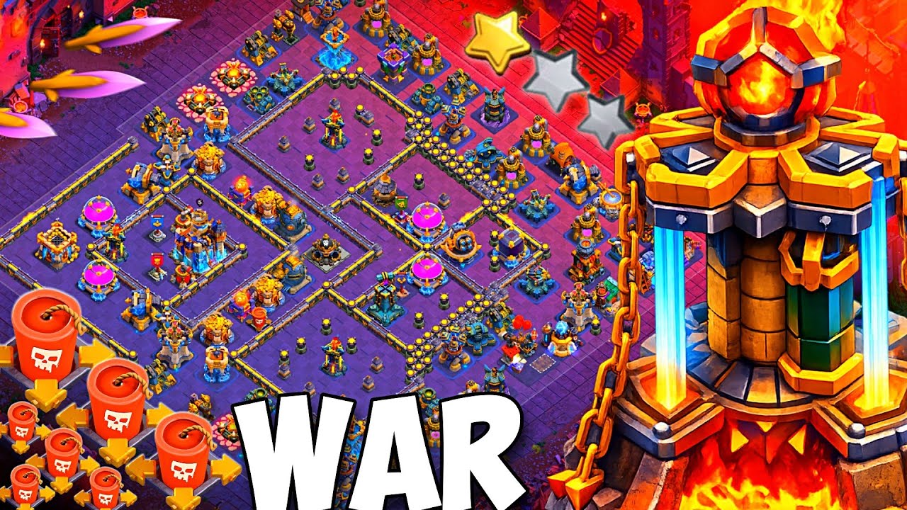 ANTI Throwers WITH perfect Traps - CWL WAR special Th18 New push Base Link | Th18 war base Link