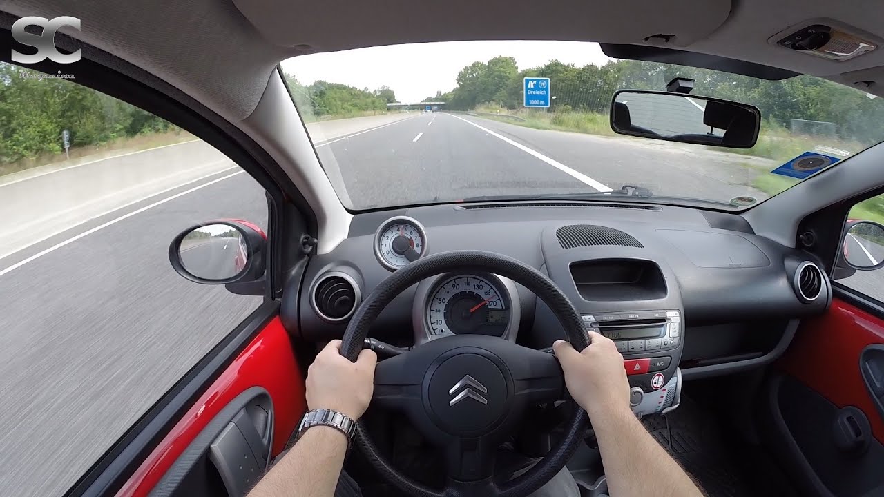 Citroën C1 1.0 (2012) on German Autobahn - POV Top Speed Drive