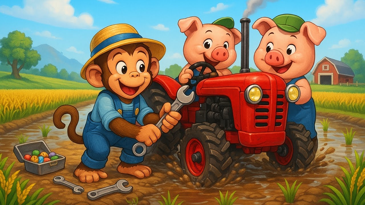 How a Clever Monkey Farmer Fixes the Tractor and Plows the Rice Field | Funny Farm Style