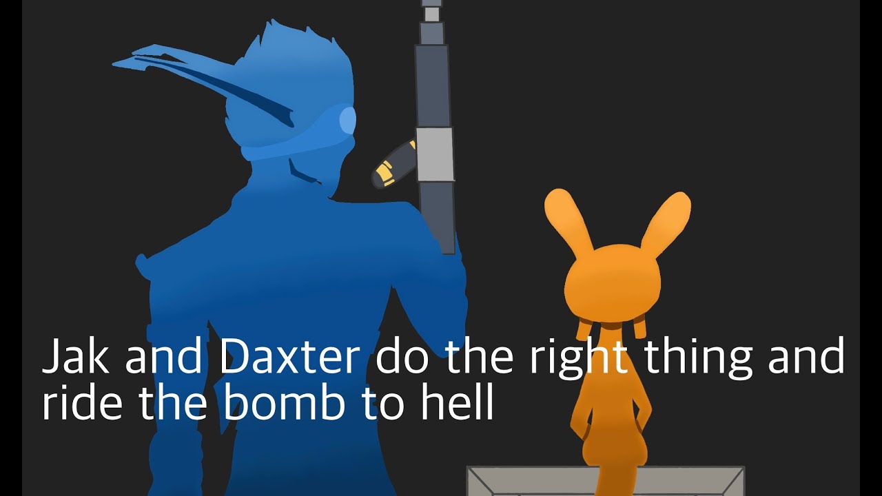 Jak and Daxter do the right thing and ride the bomb to hell