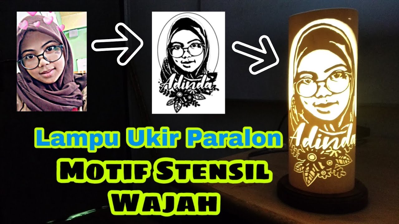 Lampu hias dari paralon motif Siluet Wajah /DIY how to make PVC lamp.