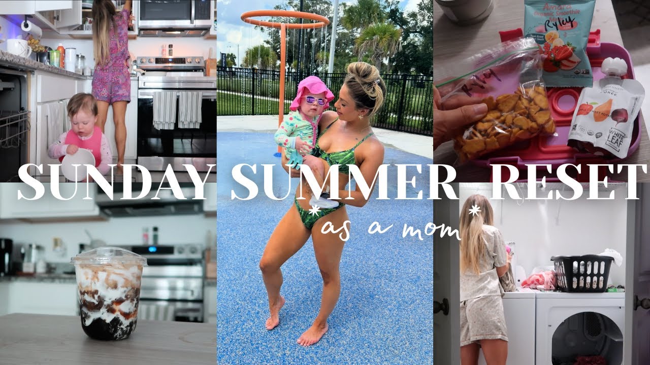 SUNDAY SUMMER RESET * as a mom * | Cleaning up,  Making an iced cloud latte, Family pool day