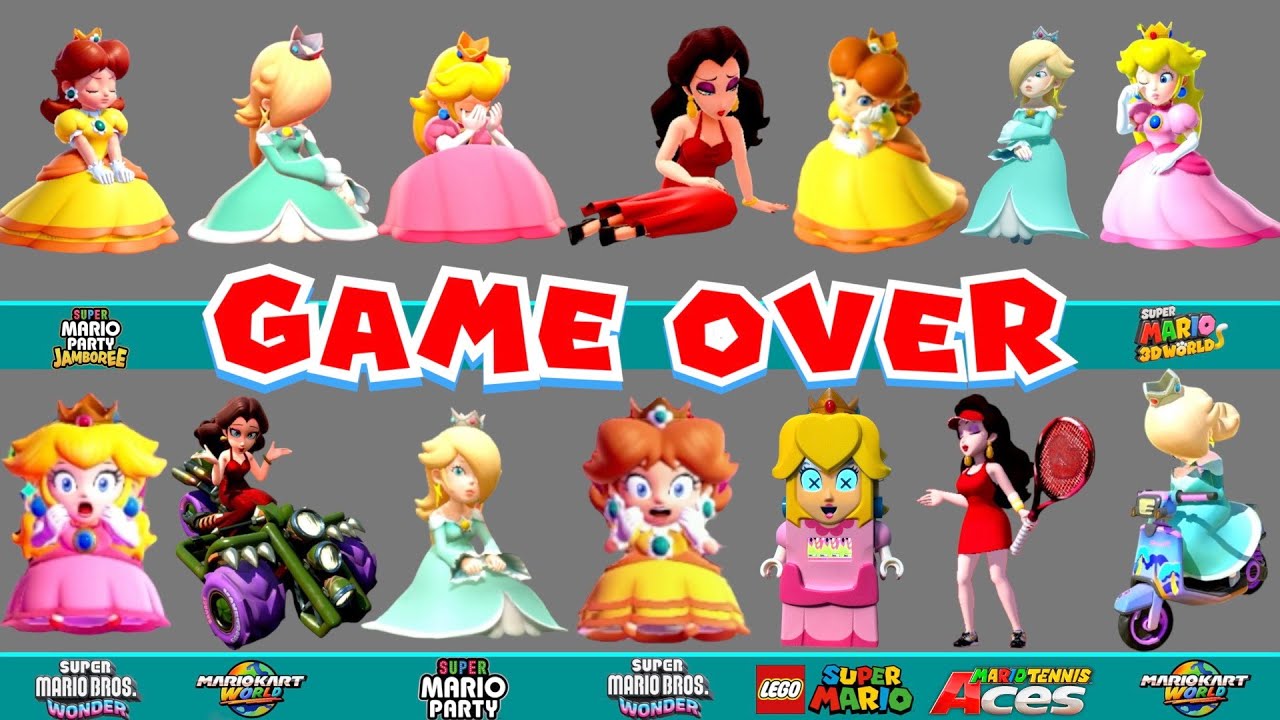 Every Pauline, Daisy, Peach & Rosalina Death Animation and Game Over Screen in Mario Games and LEGO
