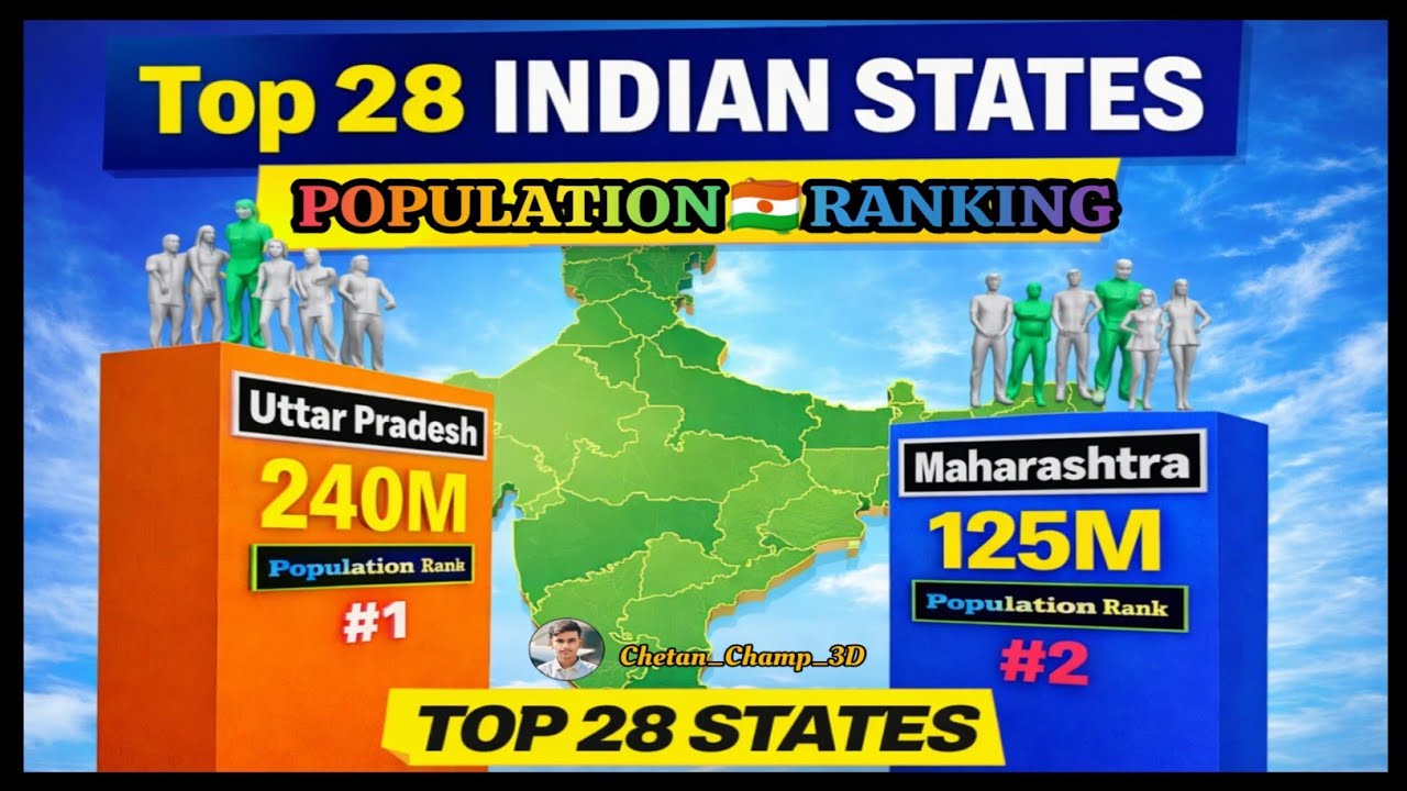 📊 Population of Indian States 🇮🇳👥#viralvideo #population #indianstate #india #viral #geography 