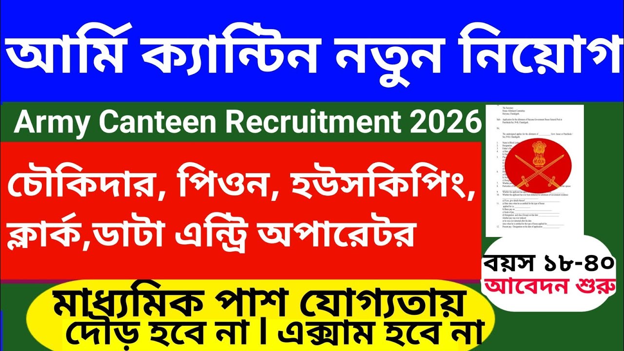 আর্মি ক্যান্টনমেন্টে নিয়োগ শুরু | Army Cantonment Recruitment 2026 | army cantt recruitment 2026 |