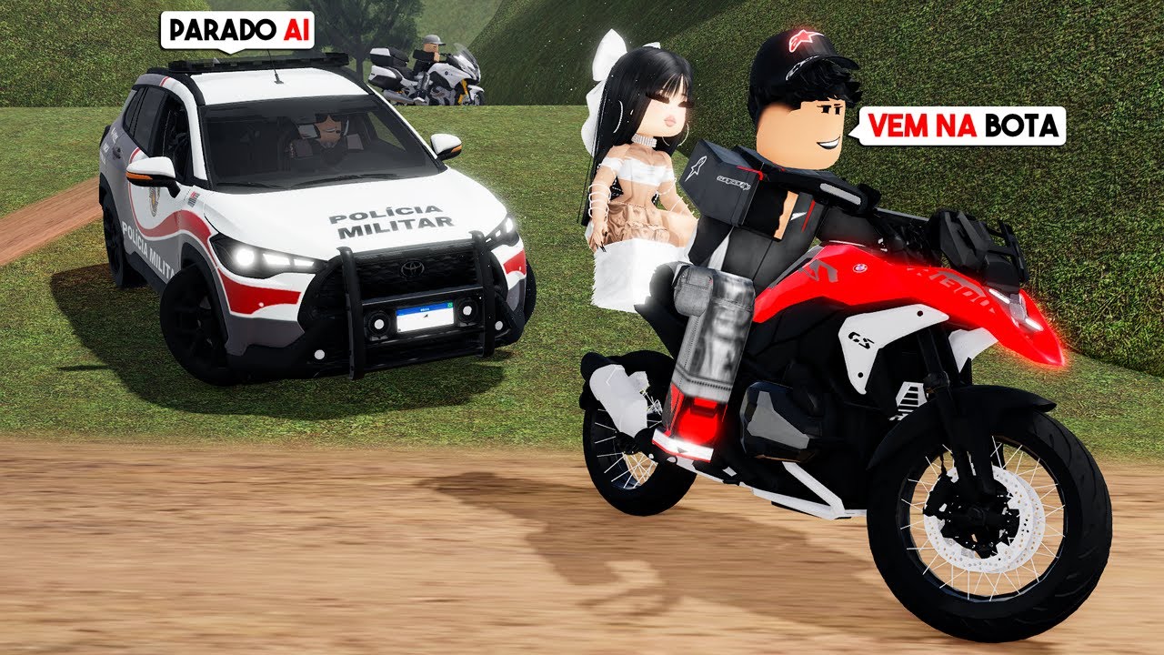 ROBLOX - DEI UMA FUGA DE MOTO COM ESSA MENINA NA GARUPA