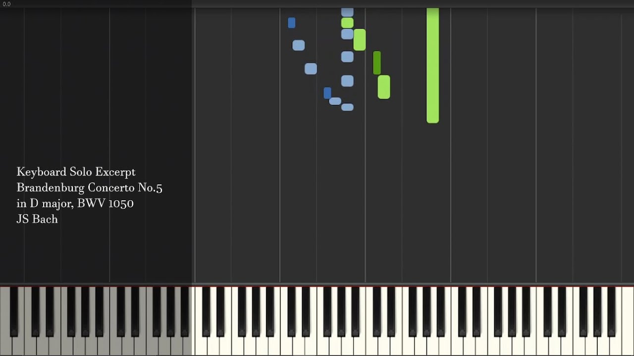 Keyboard Solo Excerpt - Brandenburg Concerto No.5, BWV 1050 - JS Bach - Synthesia Piano Tutorial