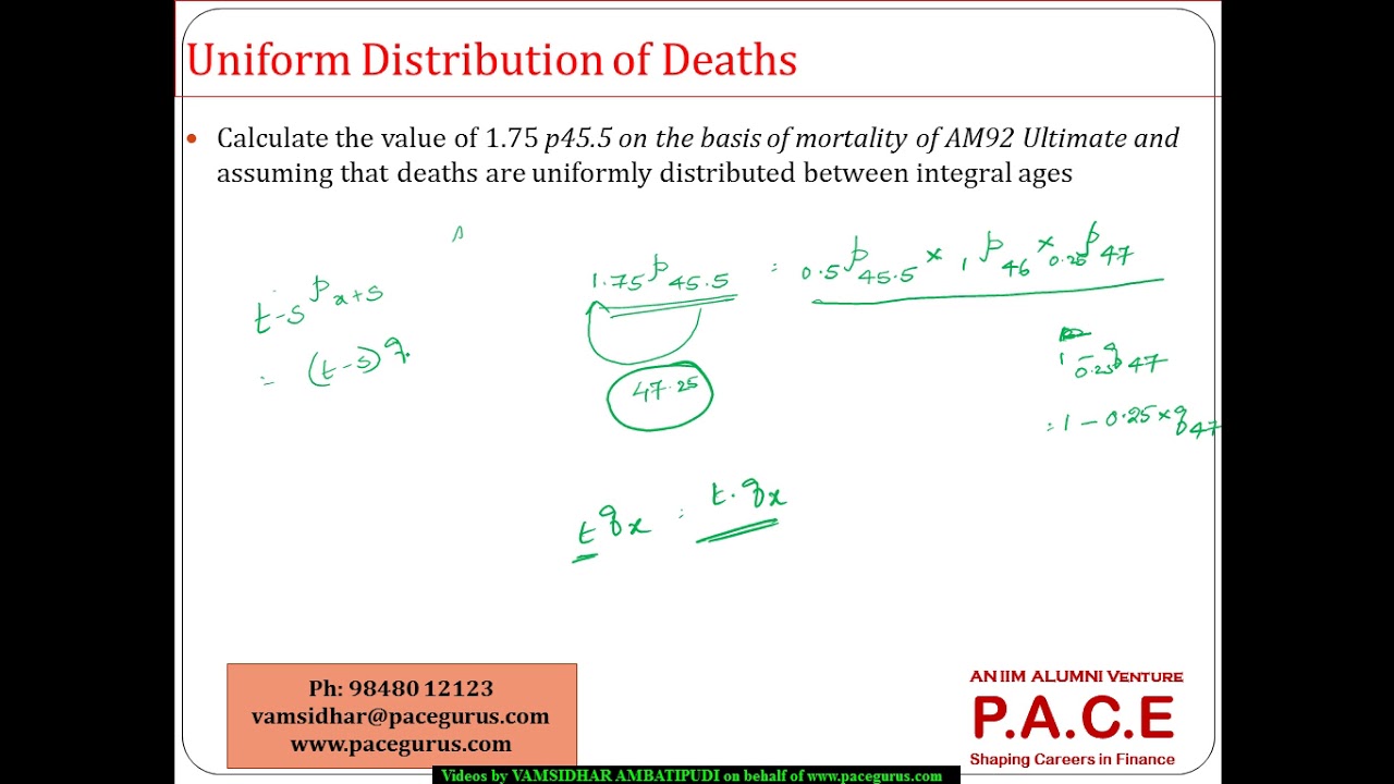 Probability of Survival Uniform Distribution of Deaths