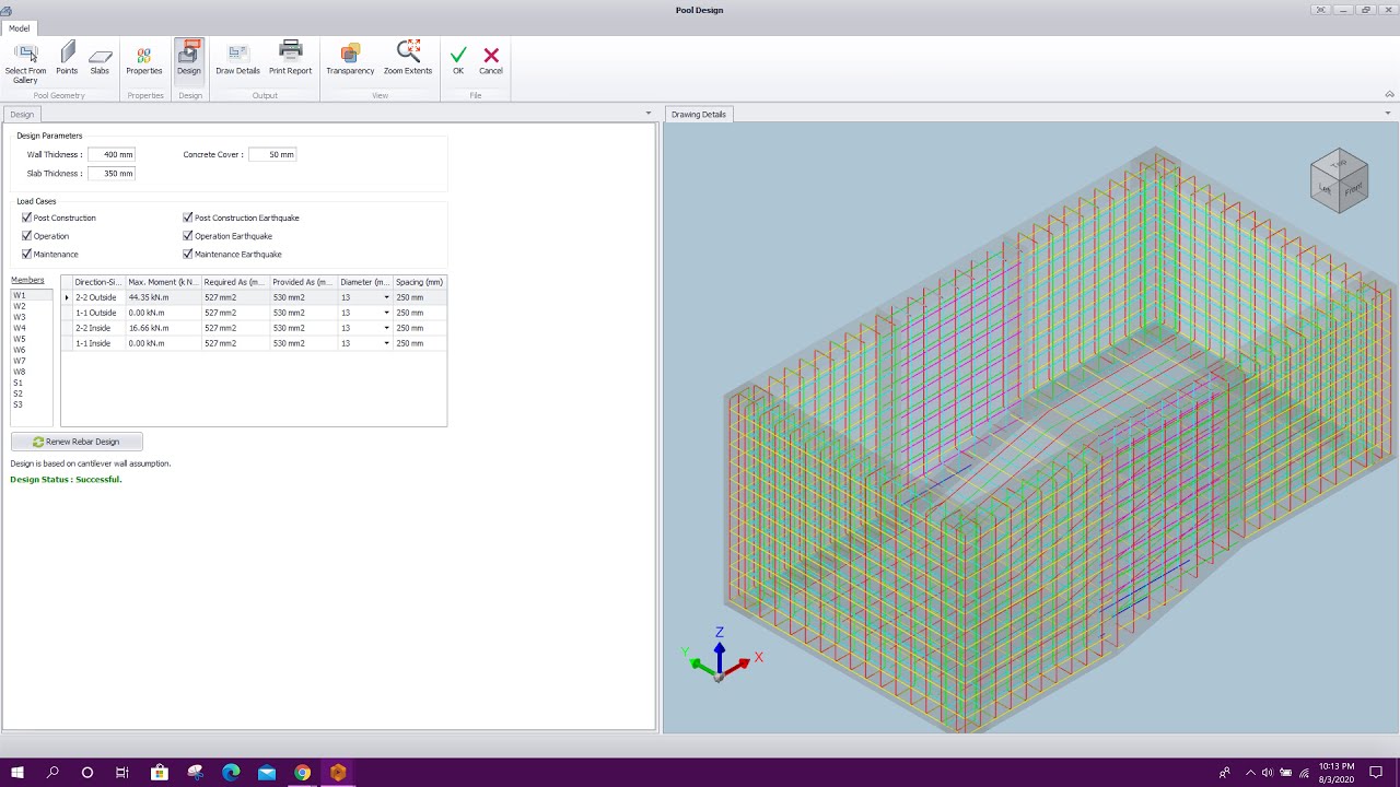 Swimming Pool Design & Details in Prota Structure Suite