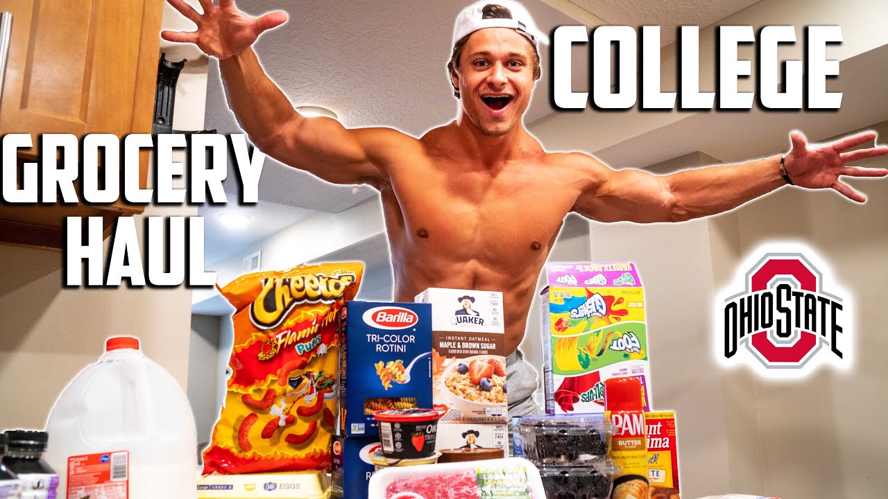 FULL COLLEGE GROCERY HAUL ON A BULK!? POWERLIFTER DIET