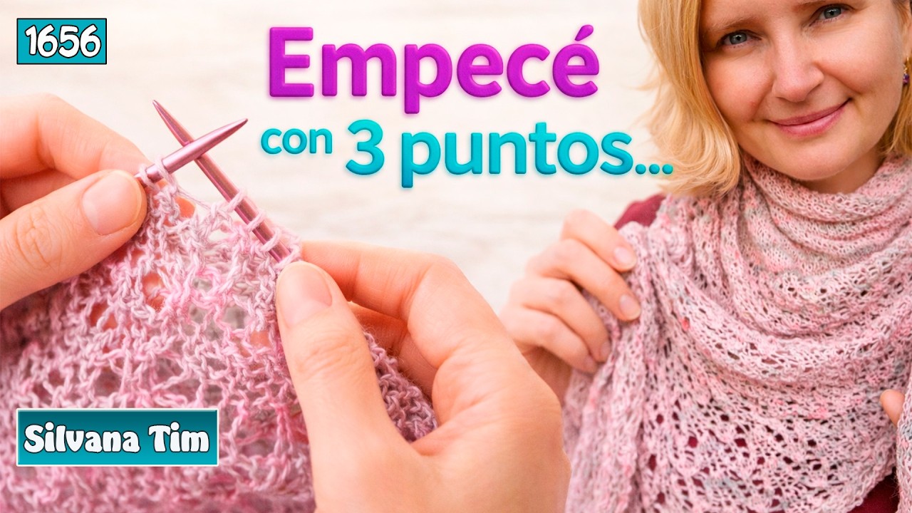 🪡 Empecé con 3 puntos… ¡y mirá cómo terminó este CHAL! 😱 | Tutorial de TEJIDO A DOS AGUJAS #knitting