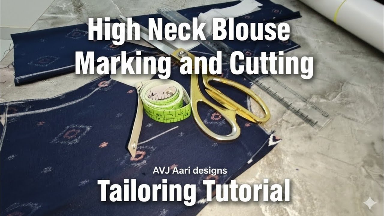 ✂️🧵High Neck Cutting எப்படி பண்றது /#avjaaridesigns #highneck #highneckblouse #blouse #blousemarking