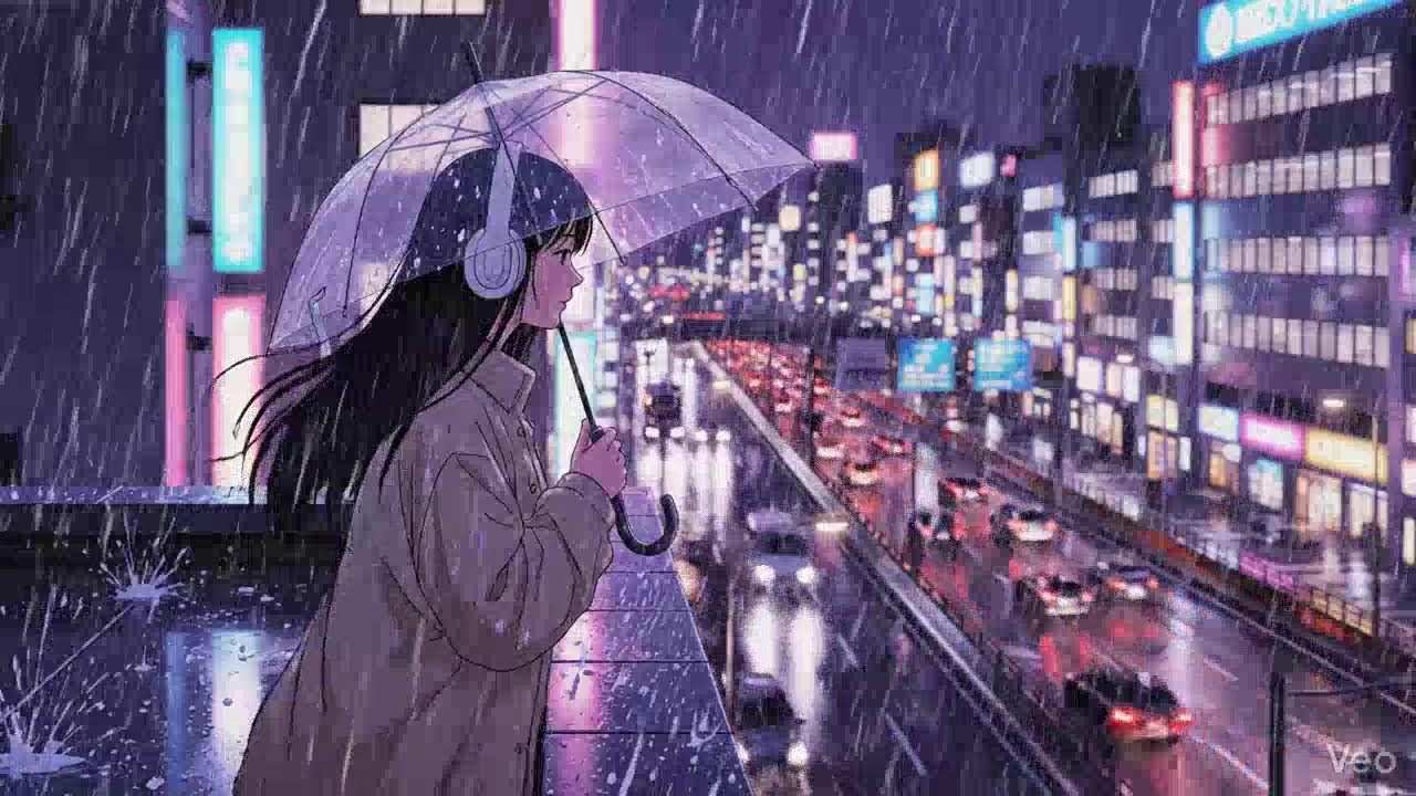 Rainy Night ASMR 🌧️ Neon Japan Lofi Chillhop
