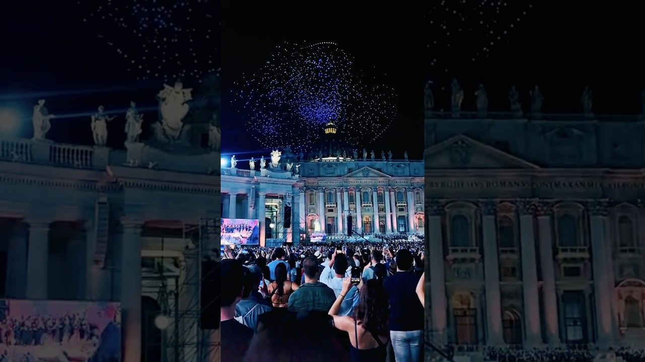 Vatican City dazzles with mesmerizing drone display at &lsquo;Grace for the World&rsquo; concert🇻🇦#italy #rome