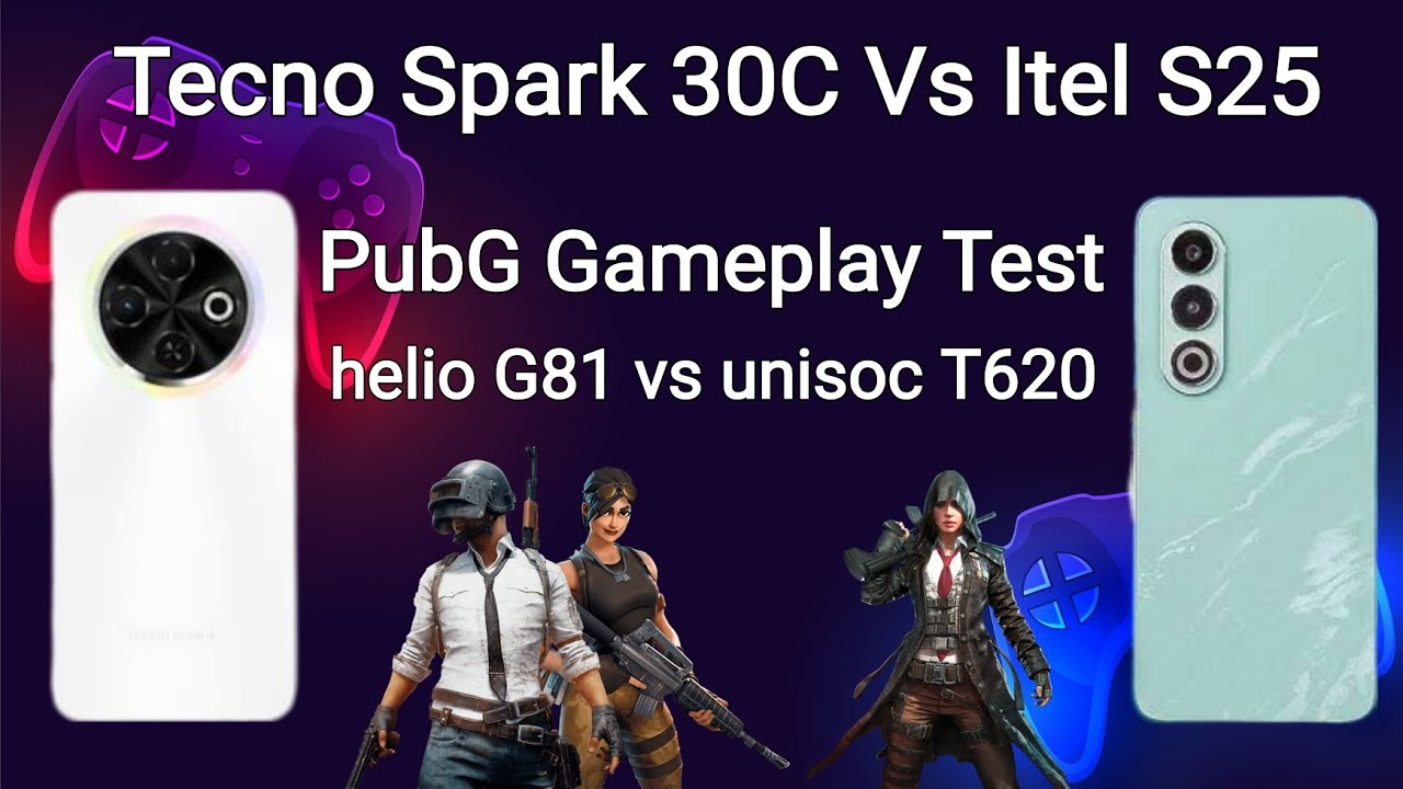 Itel S25 Vs Tecno Spark 30C PubG Gameplay Test - tecno is better....??