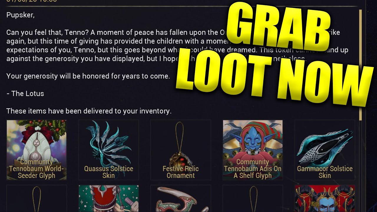 Free Warframe Tennobaum Loot Is Here! End Of Blood of Perita!