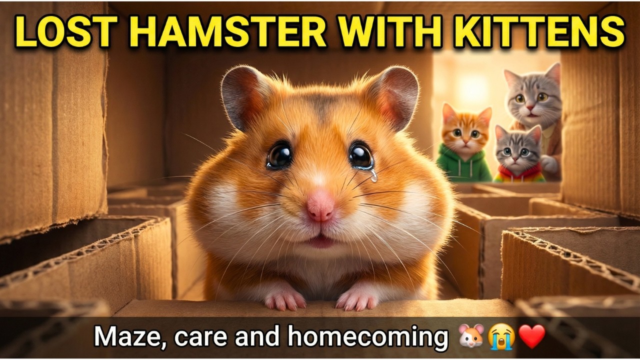 Lost Hamster Adventure… Kittens & Grandma Built Him a Cozy Maze! 🐹🐾❤️