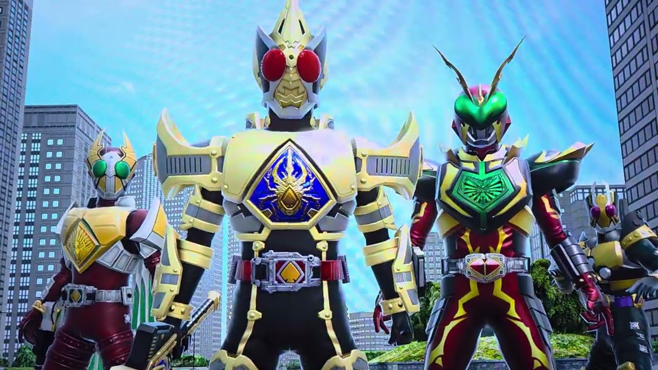 仮面ライダーバトルガンバレジェンズ　メタルクラスタホッパー&ブジンソード&ビートフォーム&ガヴVSキングフォーム&ジャックフォーム&ワイルドカリス&レンゲル