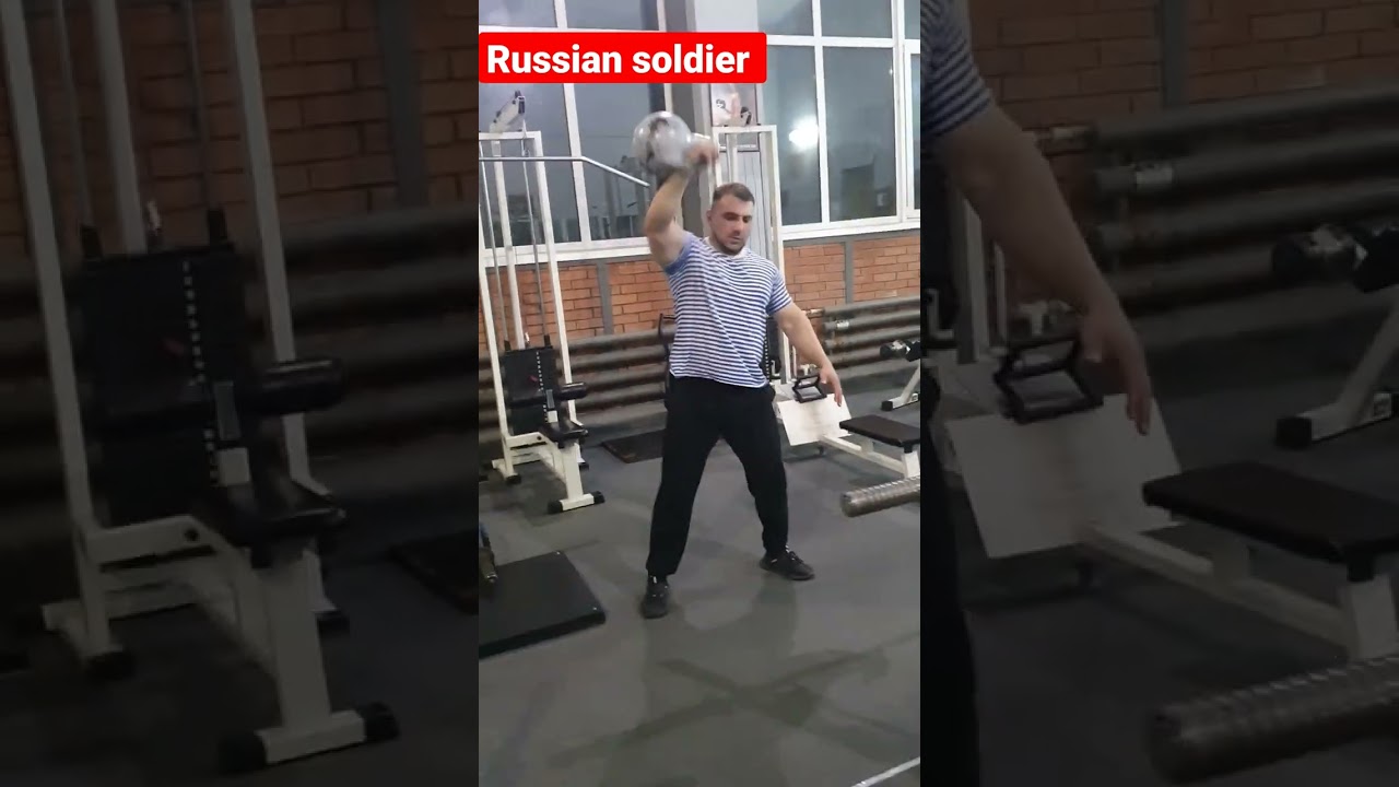 Russian soldier. Power kettlebell workout