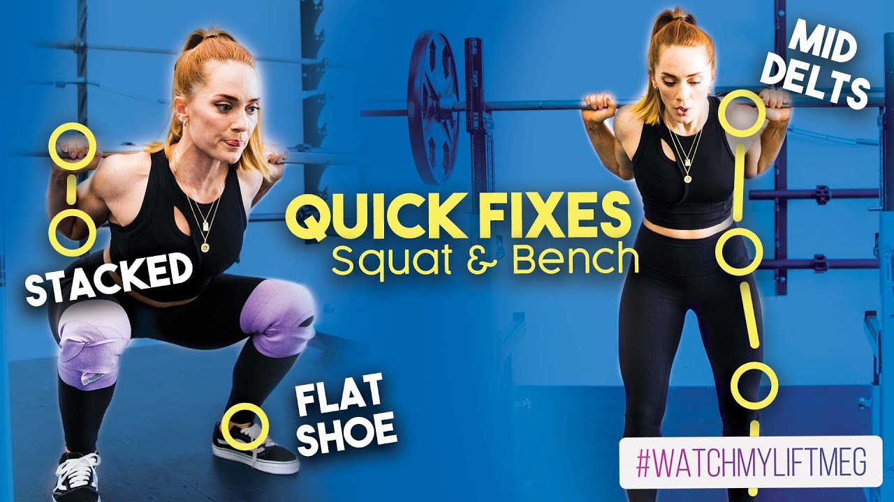🏋🏻‍♀️ 3 Easy Squat Fixes - Quick Technique Fixes for the Barbell Squat and Bench 👀 #WatchMyLiftMeg