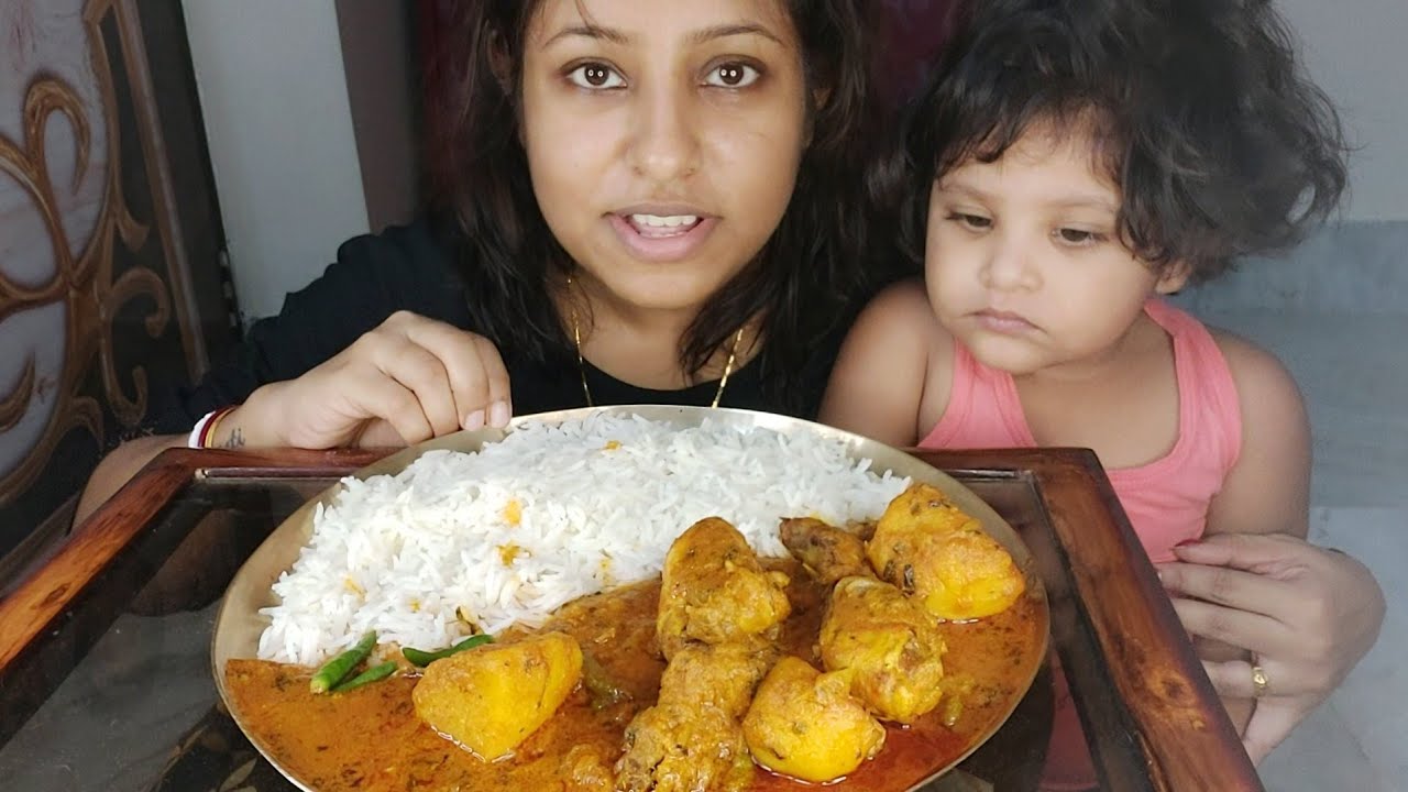 Eating Chicken Kosha & Basmati Rice | Chicken Curry | Poulami Eating Show | Spicy Food Mukbang