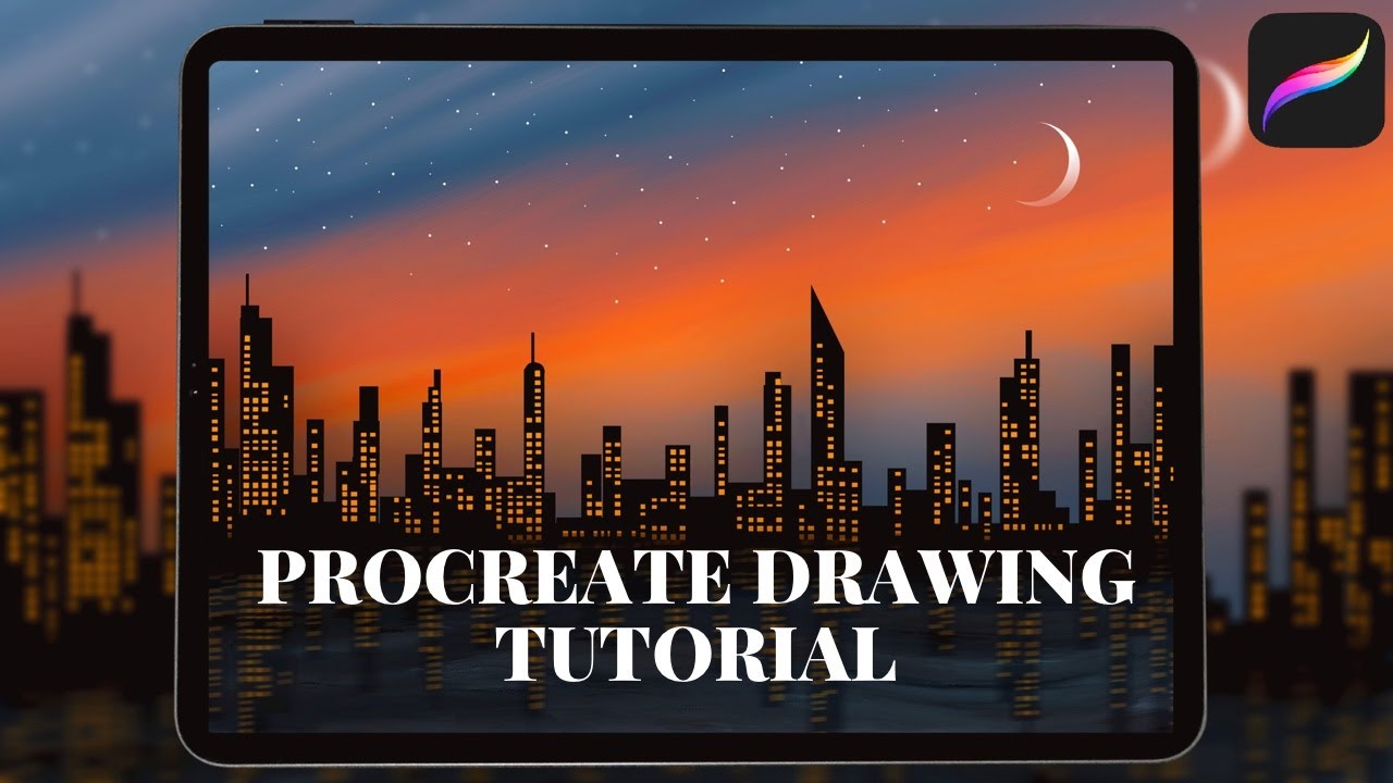You Can DRAW This SKYLINE in Procreate Timelapse | Tutorial for Beginners | UYES