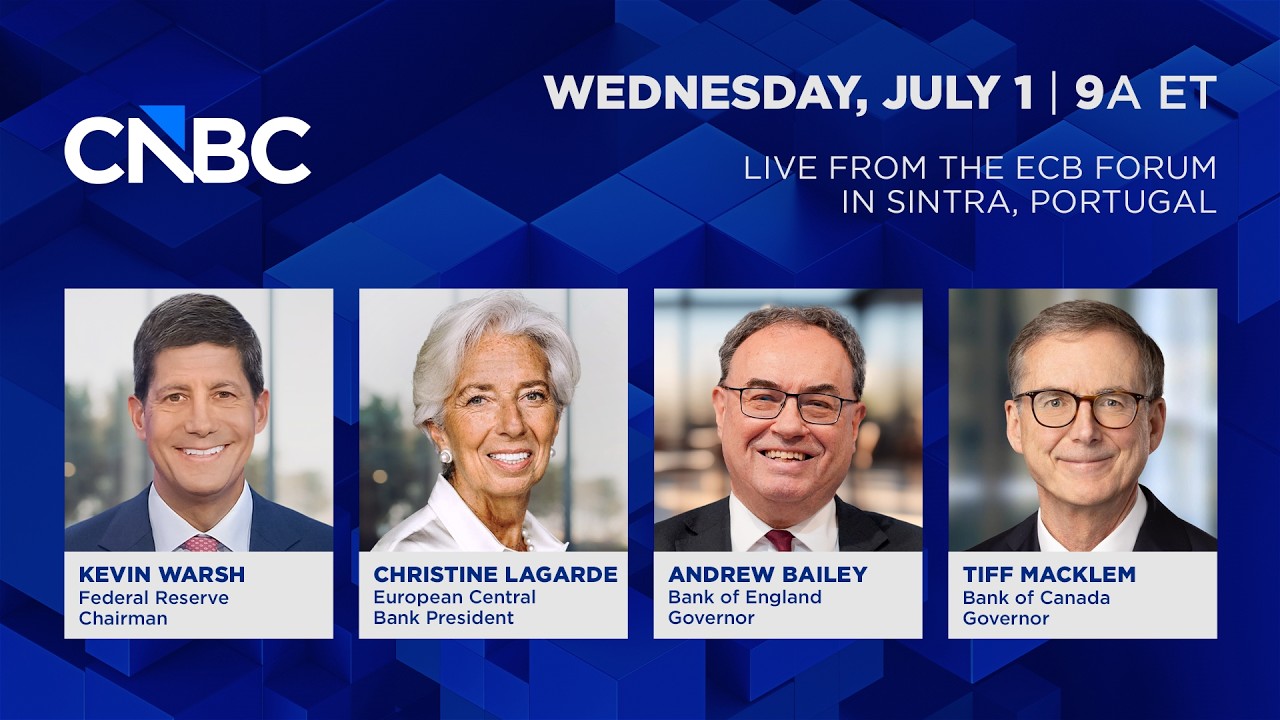 CNBC's Sara Eisen moderates a policy panel at the ECB Forum on Central Banking 2026 &mdash; 7/1/26