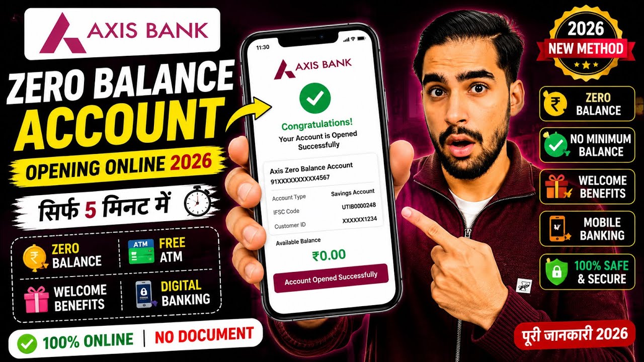 Axis Bank Zero Balance Account | Axis Bank 0 Balance | Axis Bank Zero Balance Account Opening Online