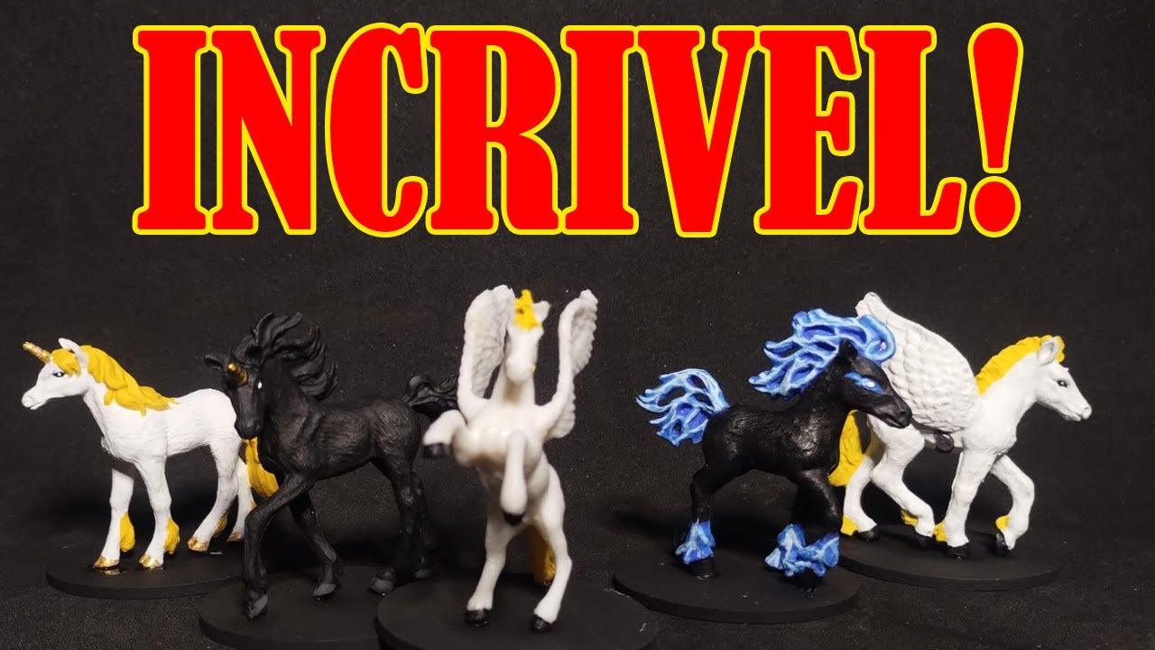 Pintando brinquedos como miniaturas de RPG - Unicornios, Pegasus e Thunder Horse #rpgbr #toymakeover