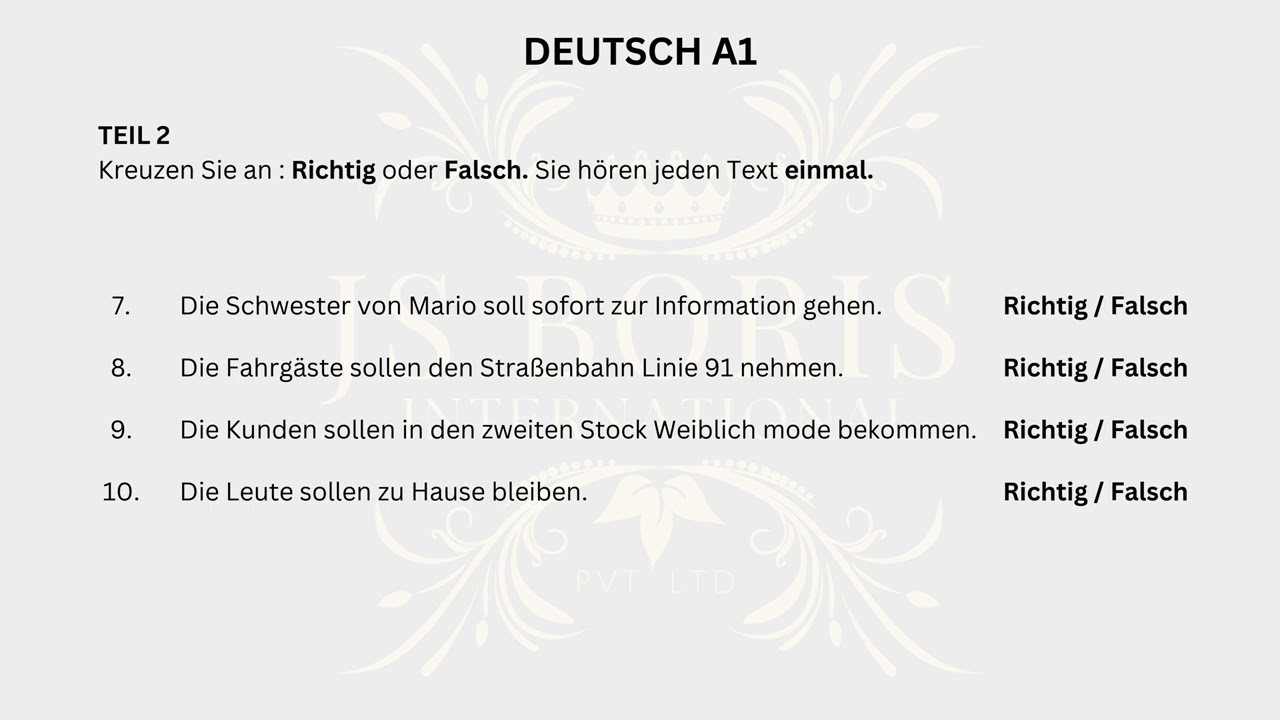 A1H&ouml;ren 2024-2025 Latest A1 new Pattern |&Uuml;bungstest| #a1 #germanclasses #pr&uuml;fungsvorbereitung